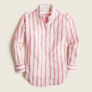 J. Crew Pink & White Striped Button Down Shirt 100% cotton size Small oversized
